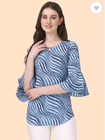 Women Blue Check White Top